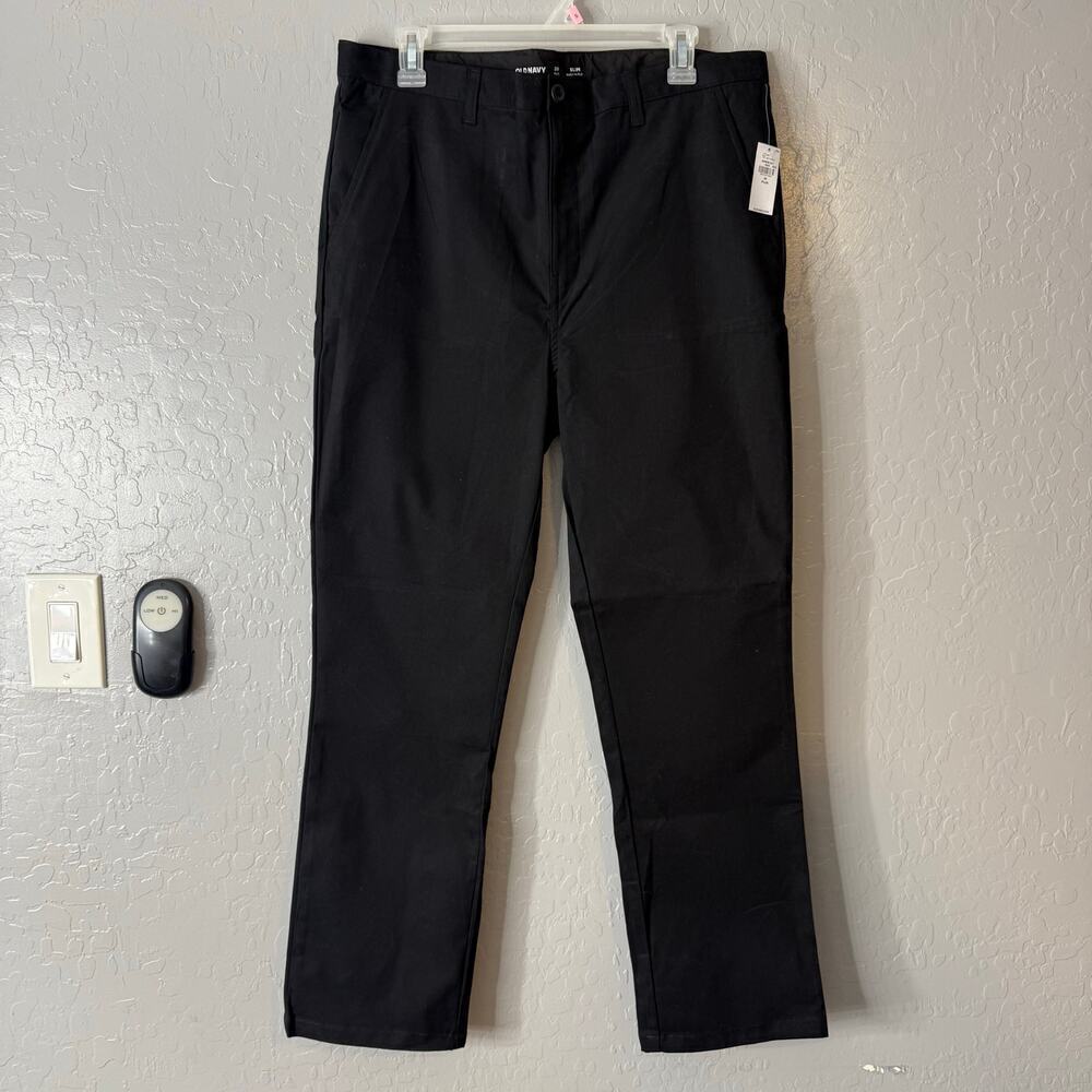 Old Navy Slim School Uniform Chino Pants for Boys, Black, 20 Plus 665608